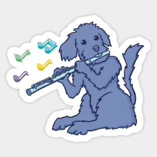 Yorkie-poo on flute. Sticker